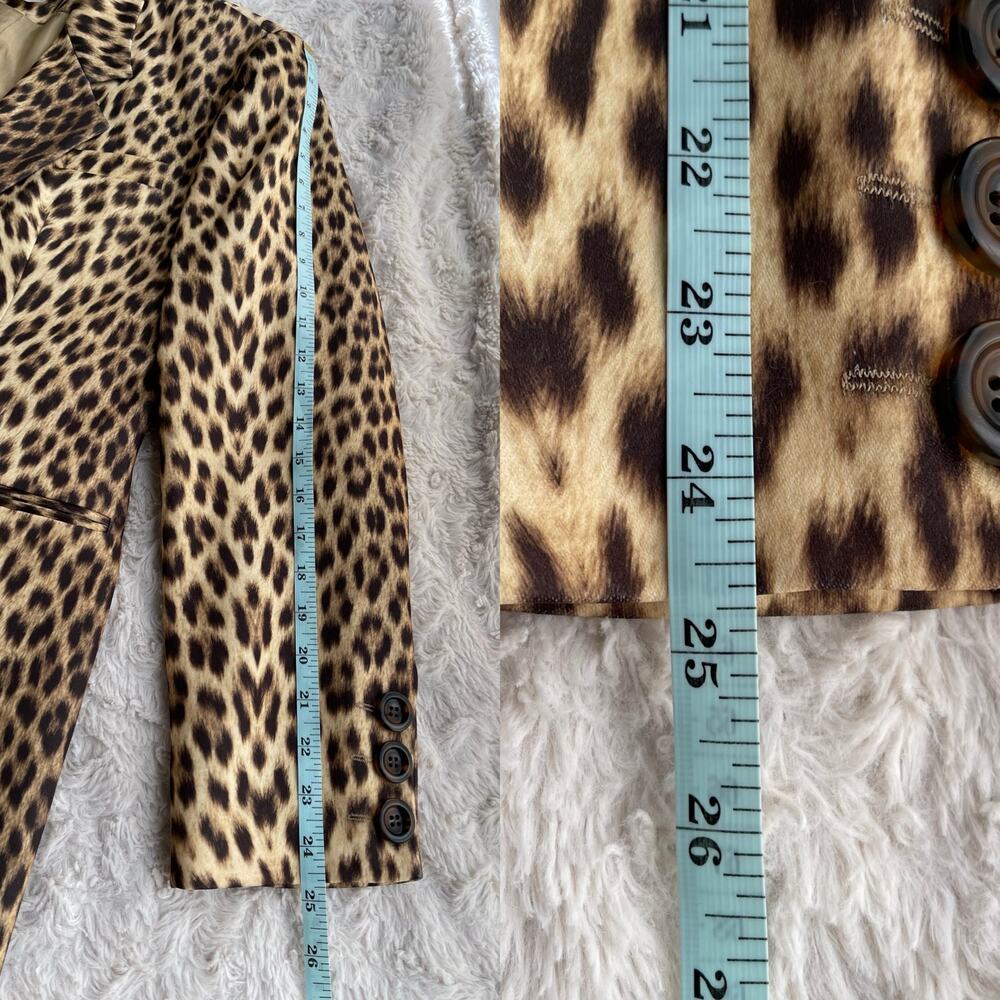SOLD Cache vintage leopard print blazer jacket Y2K 90s animal cheetah mob wife L - Picture 6 of 16